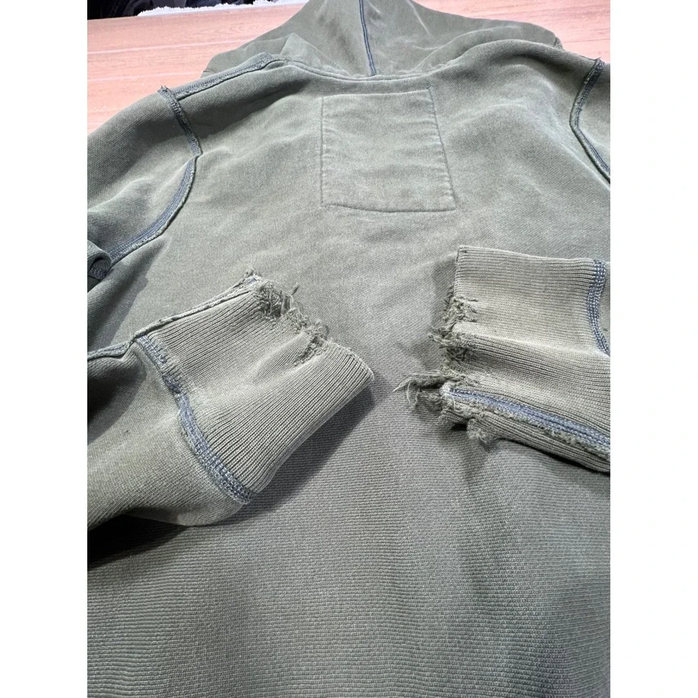 Abercrombie & Fitch Mens VTG Zip Hoodie Green Distressed AF‎ 92 Applique Medium